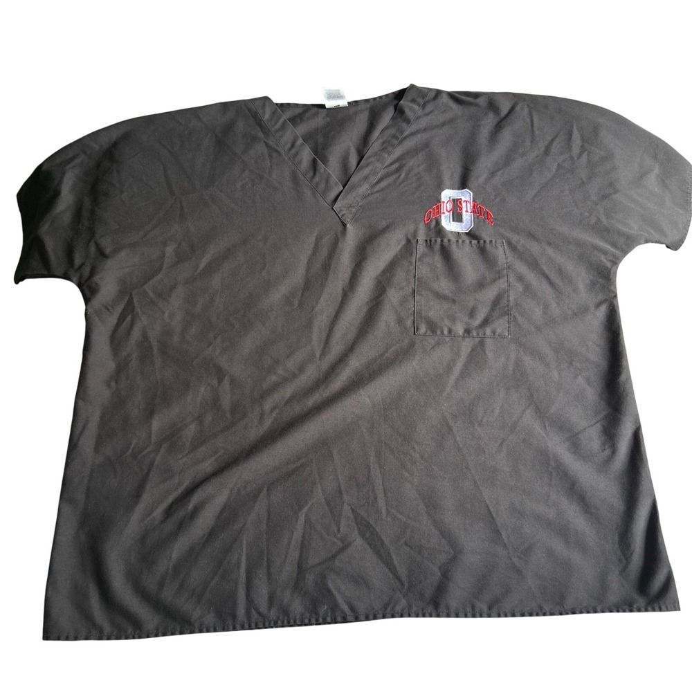 Crest Ohio State Scrub‎ Top Mens Size 2XL Black Short Sleeve Work Shirt
